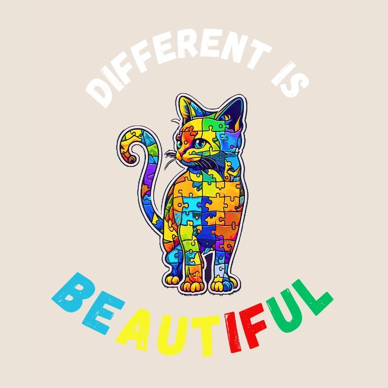 Support autism awareness colorful cat