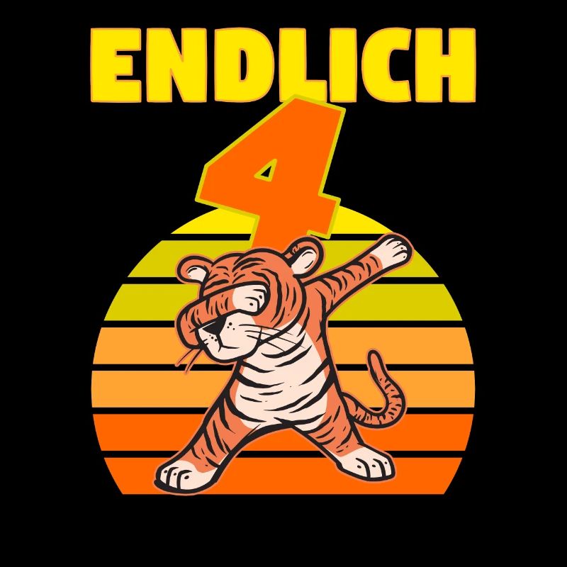Tiger 4 Geburtstag 4 Jahre Löwe witzig Junge