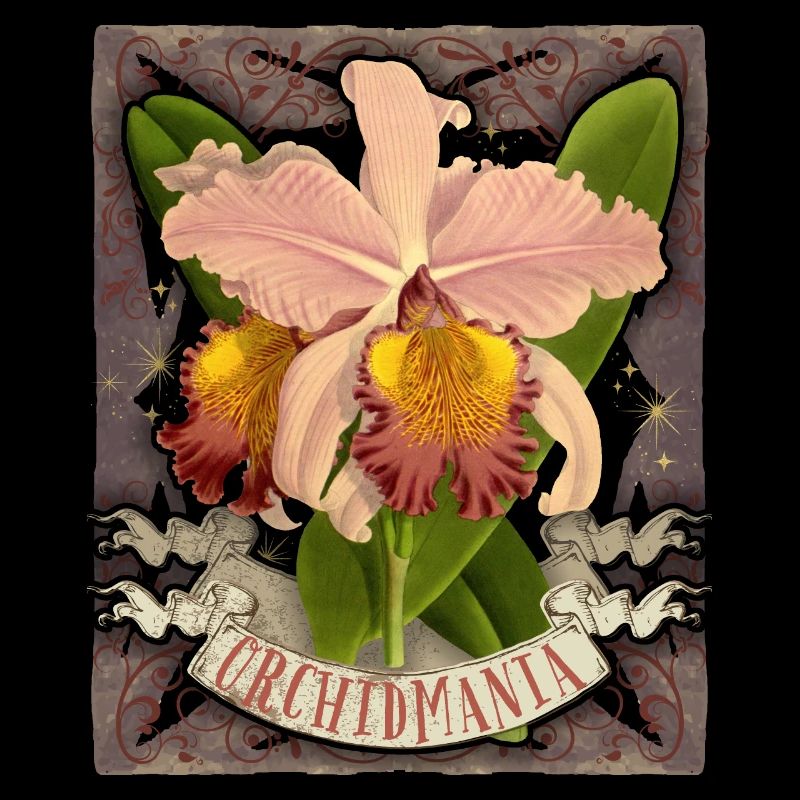 Vintage orchid botanical illustration saying