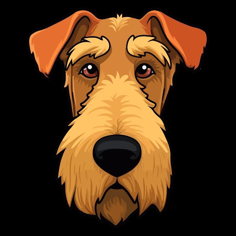 Airedale Terrier Head Cartoon Comic Hunde Liebe