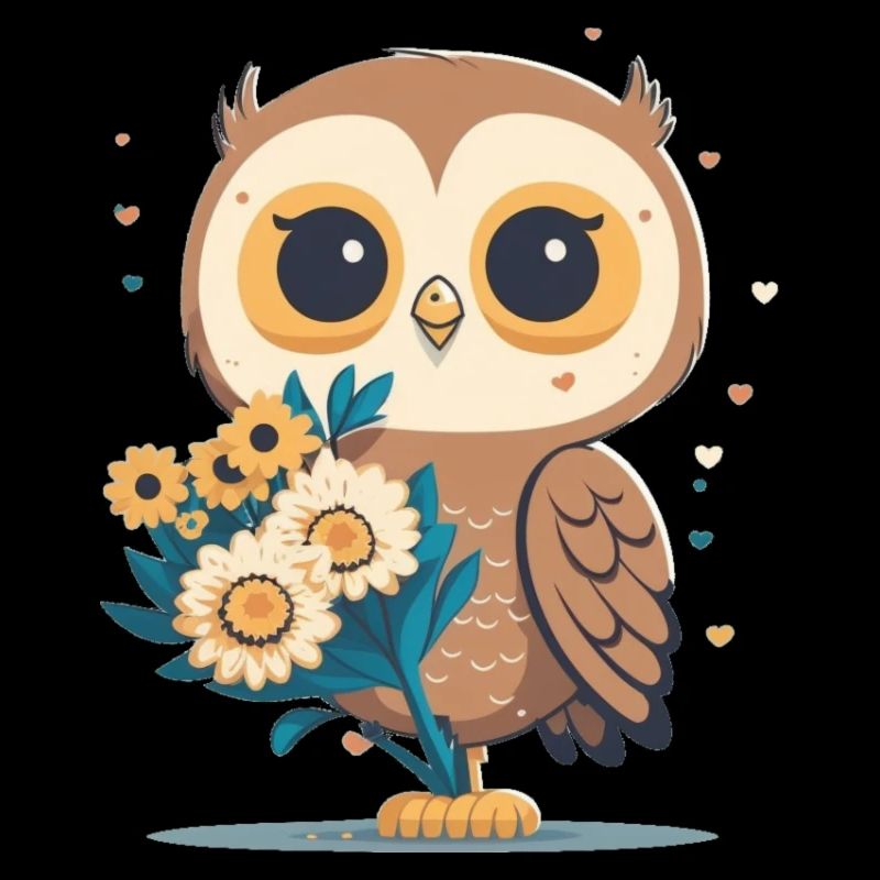 Joli hibou dans la forêt de fleurs 3