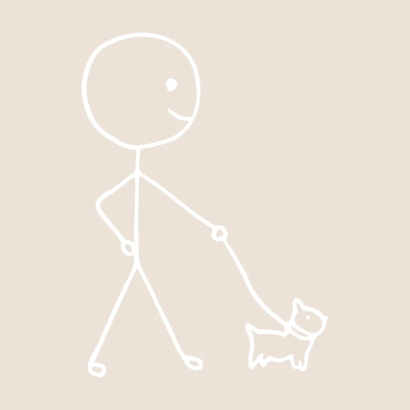 Funny Stickman walking with a Dog