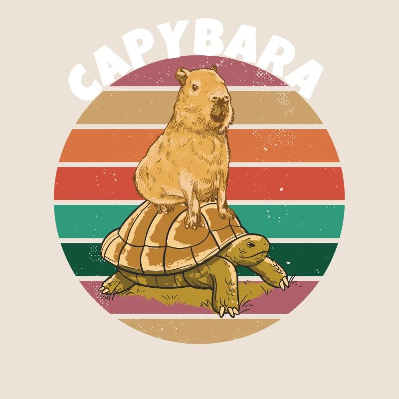Capybara reitet eine Schildkröte