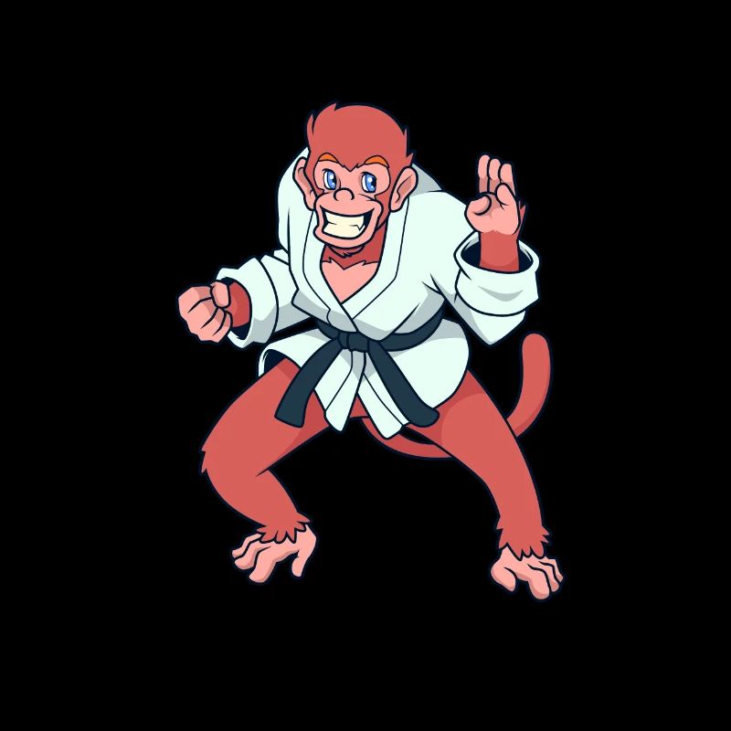 Comic monkey makes karate