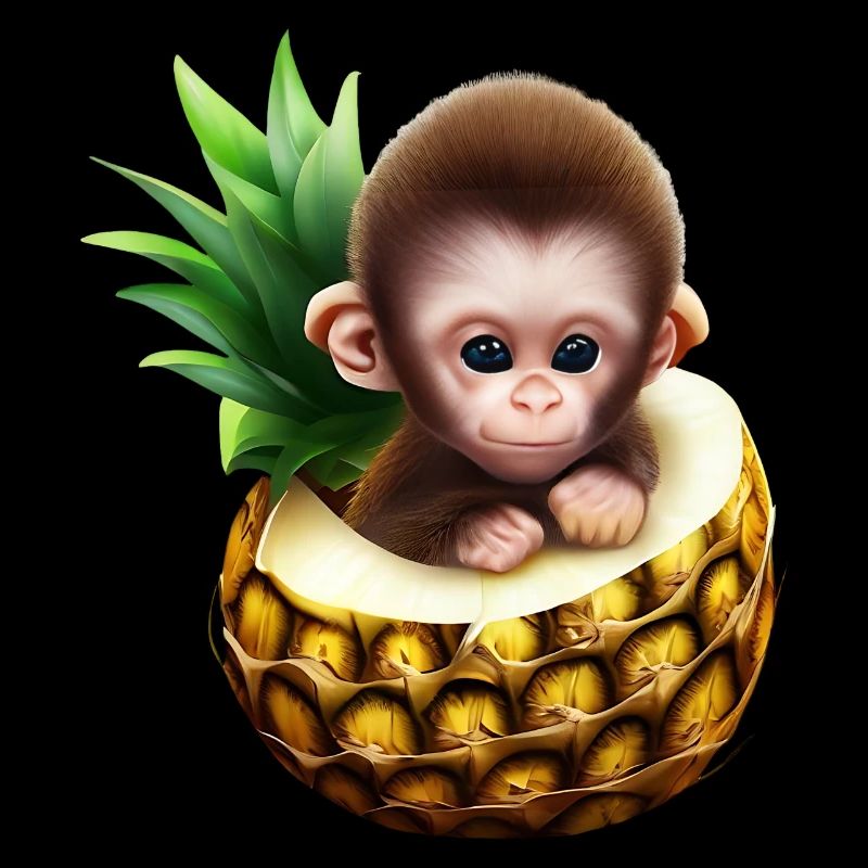 Kleiner Affe in einer Ananas