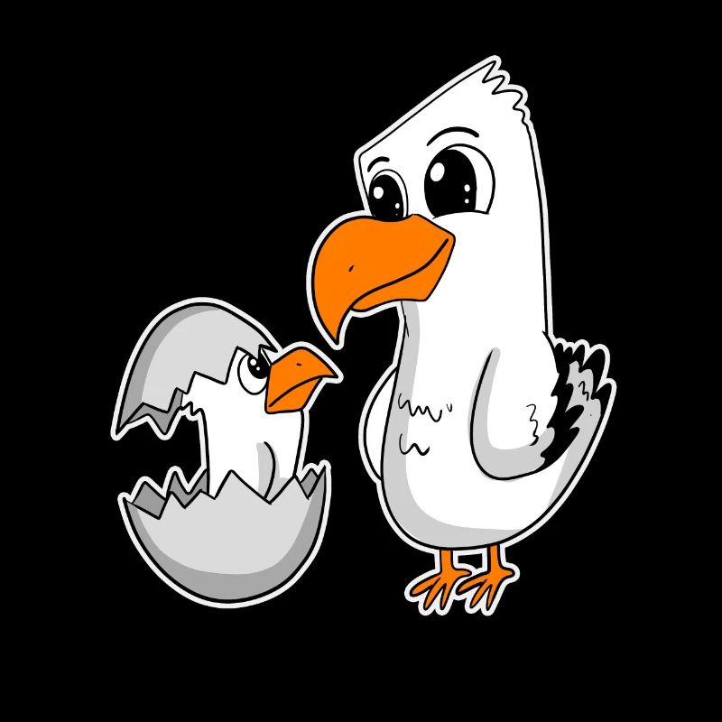 Famille de mouettes - mouette avec bébé