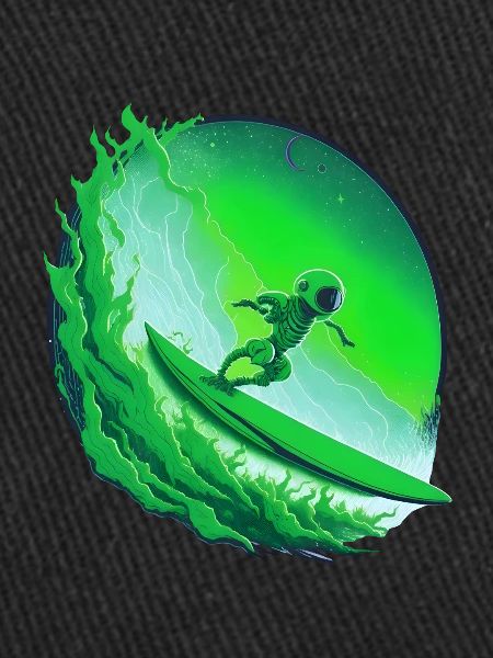 Galactic Green Alien Surfer