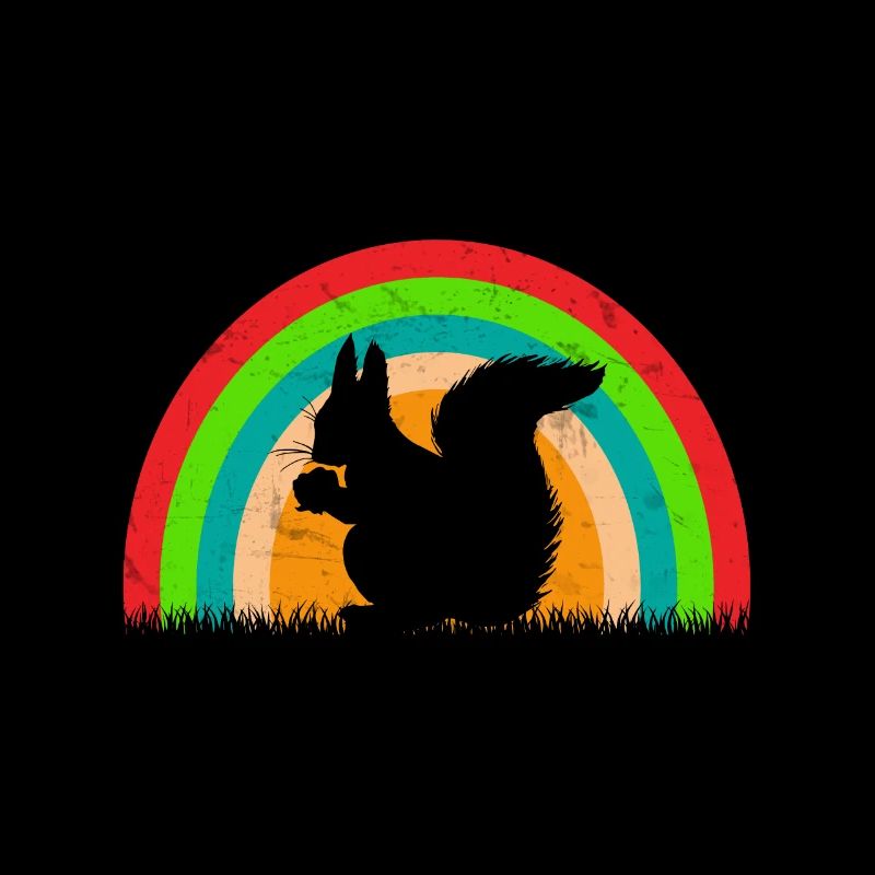 Squirrel Rainbow Color Background Nut