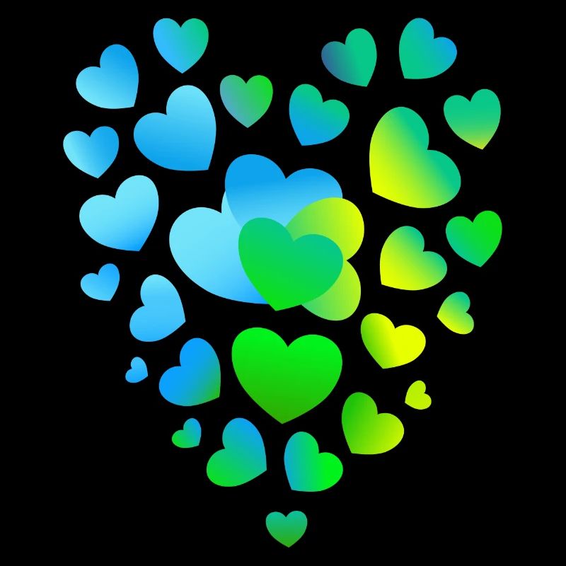 blue hearts, many hearts