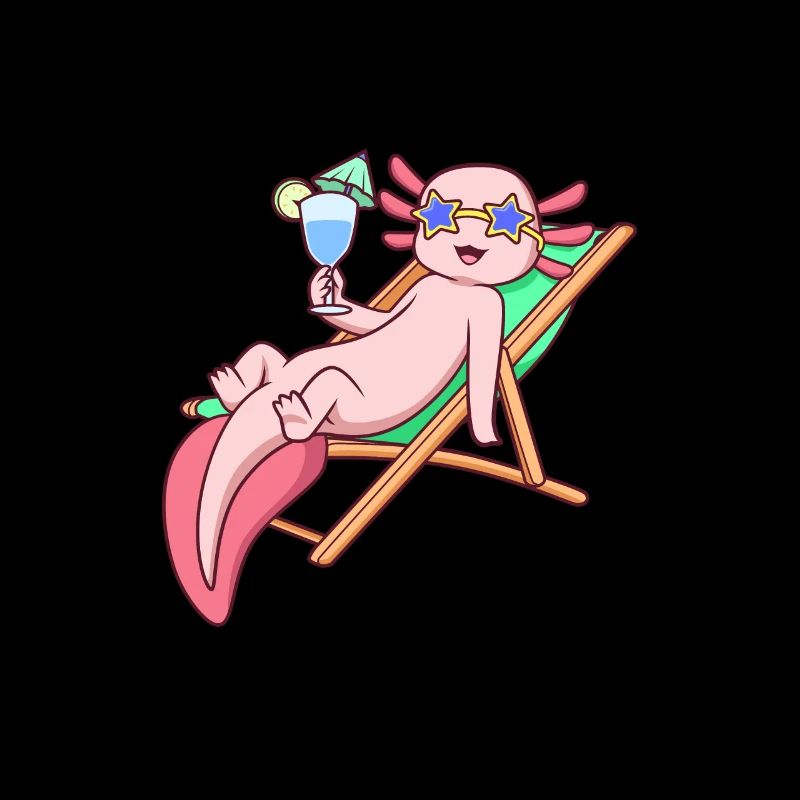 Comic Axolotl enjoys a cocktail