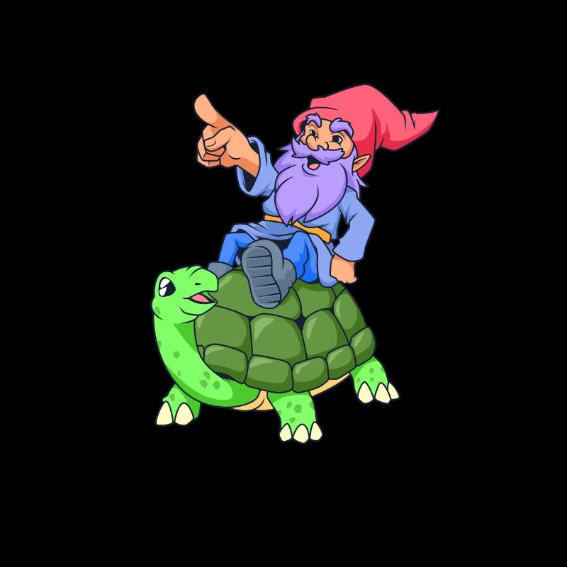 Comic - Garden gnome sits on turtle