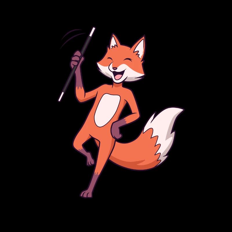 Comic fox twirling