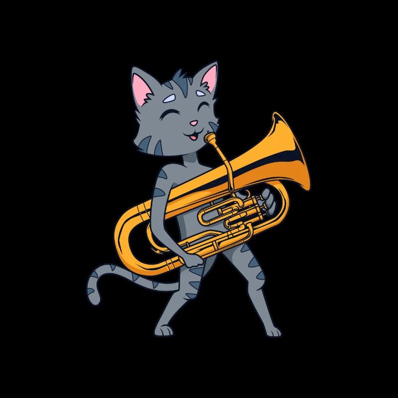 Cartoon cat playing euphonium