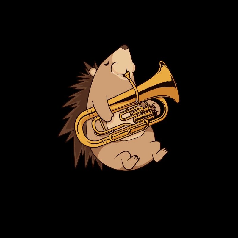 Hérisson de dessin animé jouant de l’euphonium