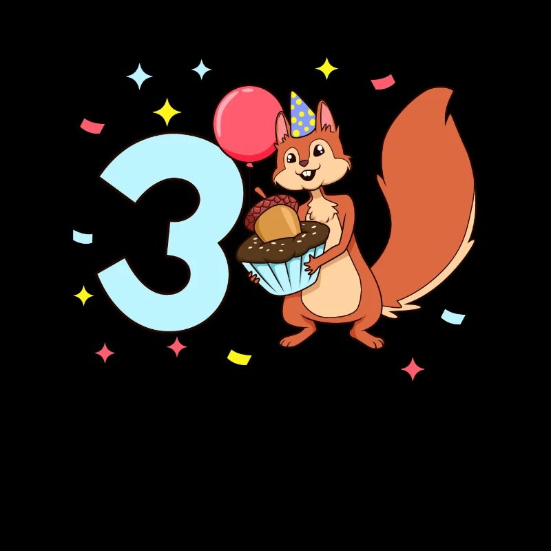 Mit Eichhörnchen - Kinder Geburtstag 3 Jahre
