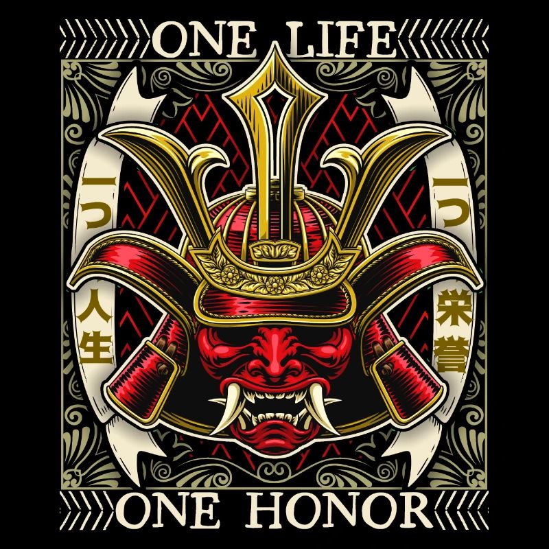 Japanischer Samurai Dämon, Samurai Krieger, Spruch