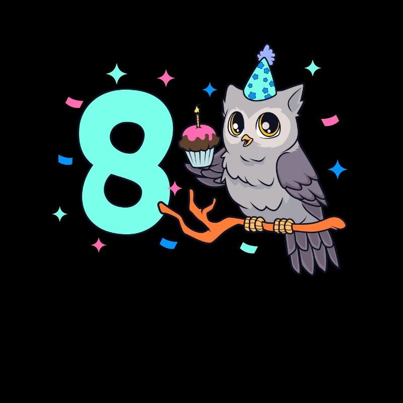 Mit Eule - Kinder Geburtstag 8 Jahre