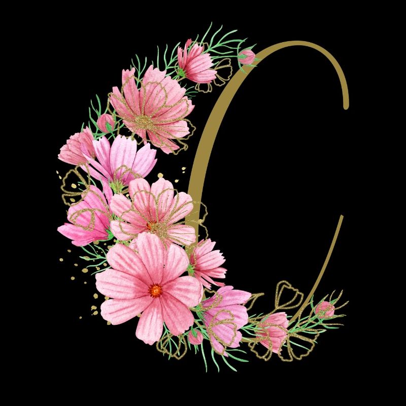 Blumenranke mit Buchstabe C