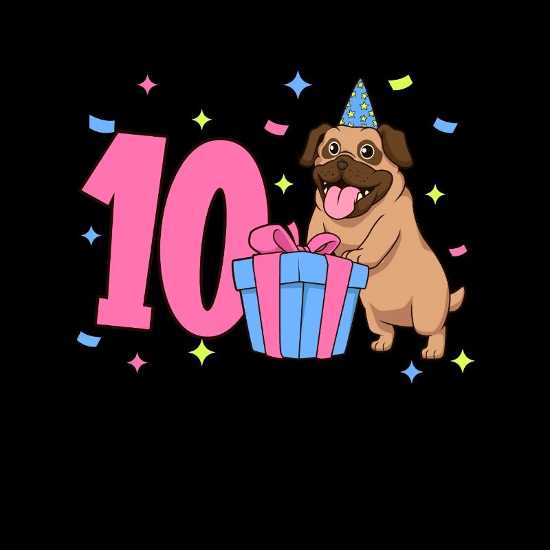 Mit Mops - Mädchen Geburtstag 10 Jahre