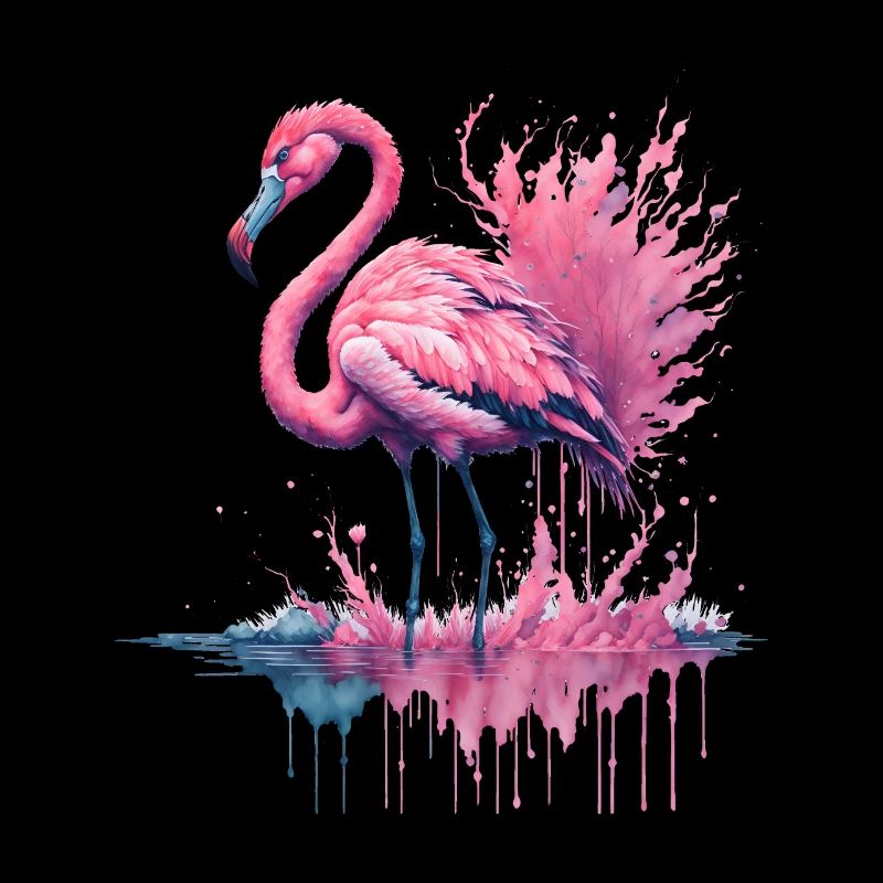 Lebendiges Aquarell Flamingo im Wasser stehend