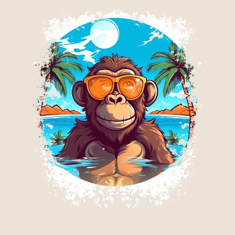 Tropical Vibes: Beach and Monkey Design for Summer