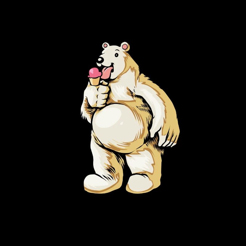 Comic Eisbär genießt Eistüte