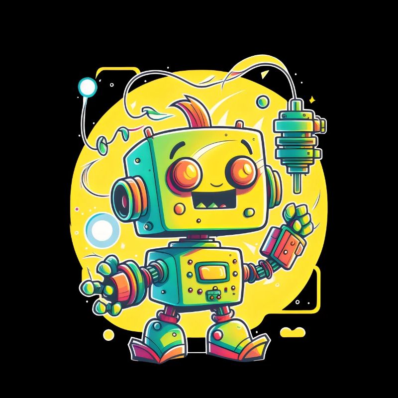 Retro Robot Cute Technologie d’ingénieur robotique mignon