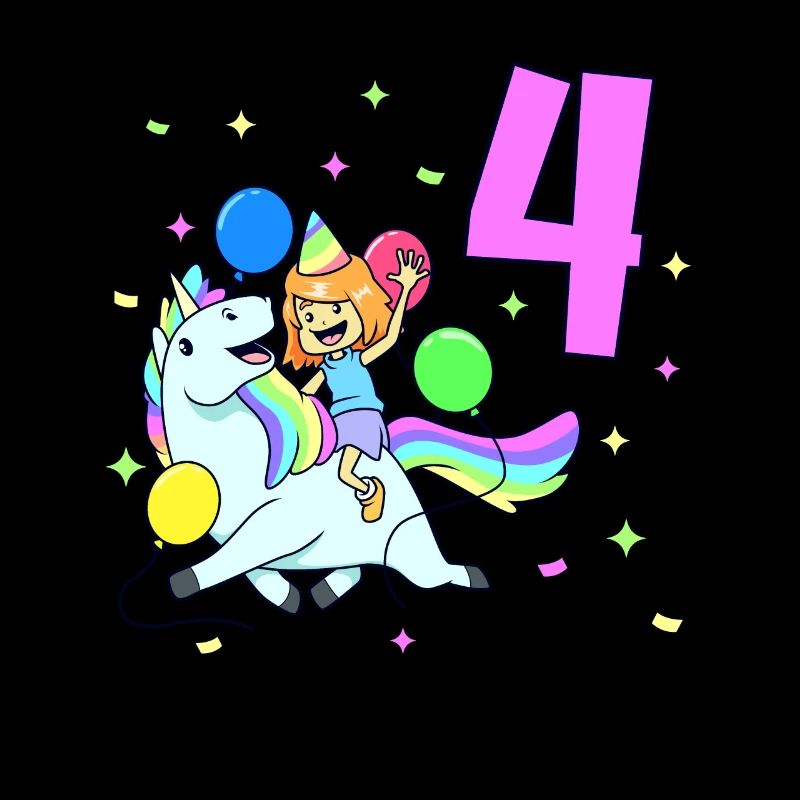 Mit Einhorn - Mädchen Geburtstag 4 Jahre