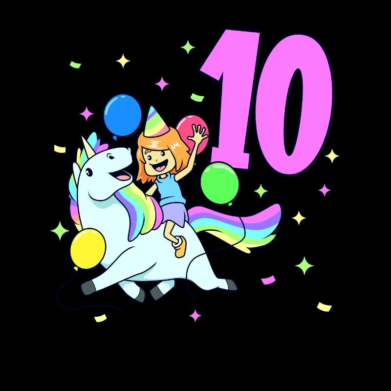 Mit Einhorn - Mädchen Geburtstag 10 Jahre