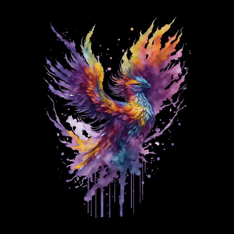 Mystique Feu Aquarelle Phoenix Oiseau