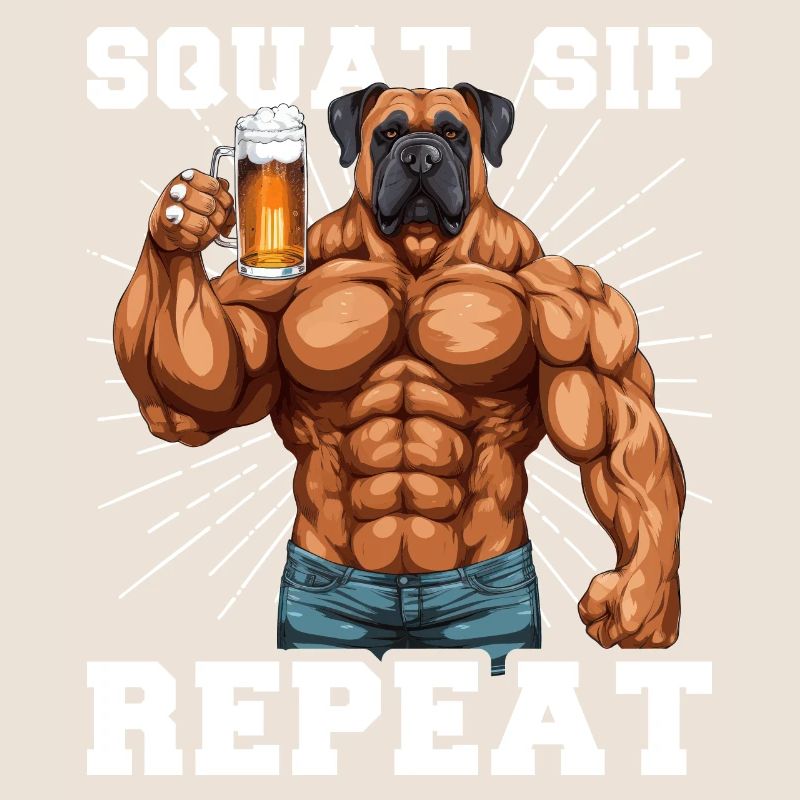 Bodybuilder Gym Bière Squat Sip Répéter