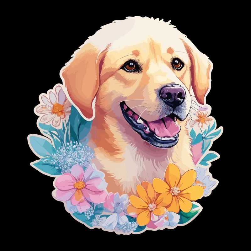 Chien Labrador Retriever avec motif de couronne de fleurs