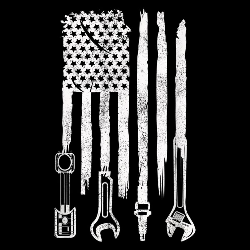 American Flag Mechanic Tools Car Fixing Essentials