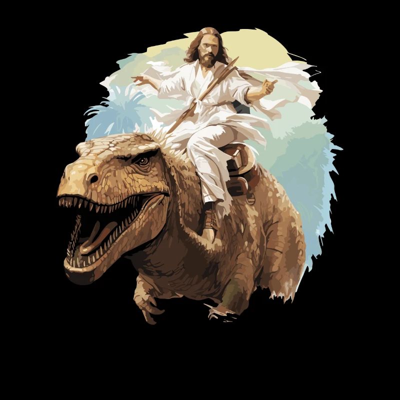 Cool Jesus Rides Dinosaur Funnier