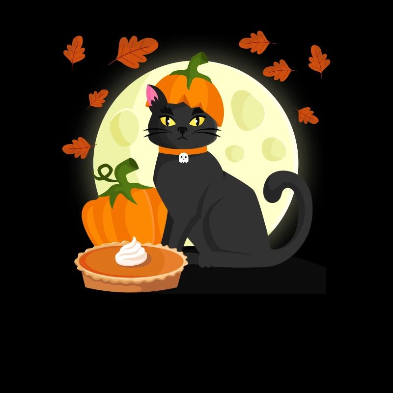 Pilgrim Black Cat Pumpkin Pie Thanksgiving Day