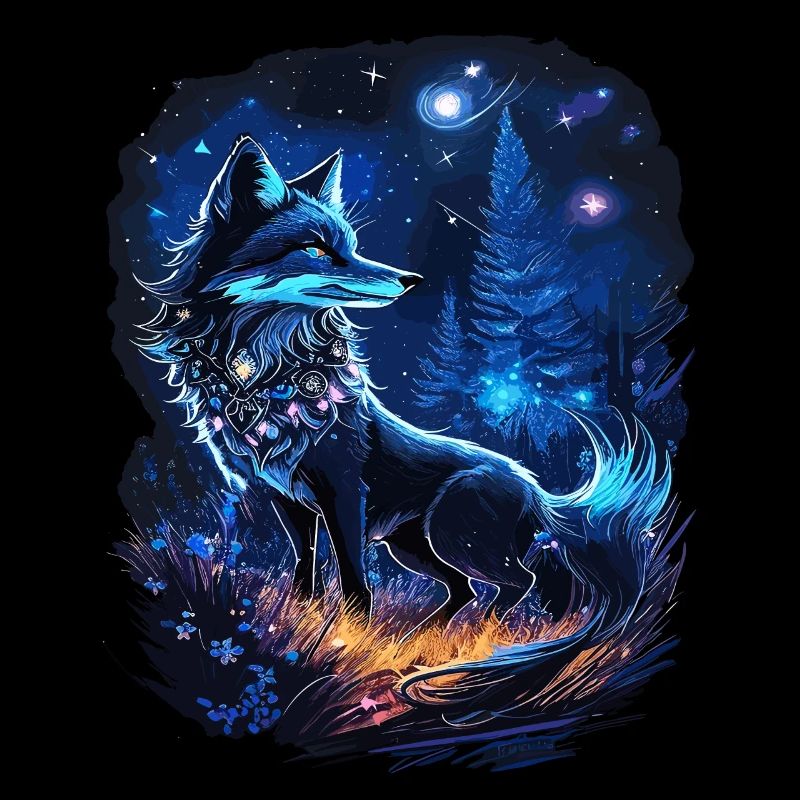 Spiritual Fox Magical Forest Landscape