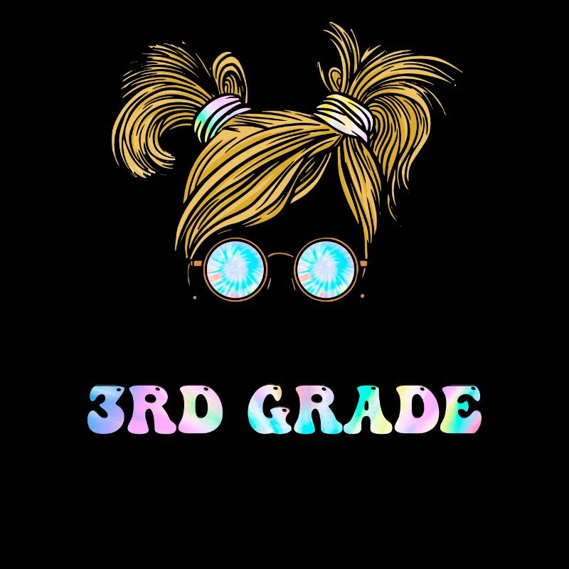 Messy Bun Tie Dye Little Miss Third 3rd Grade