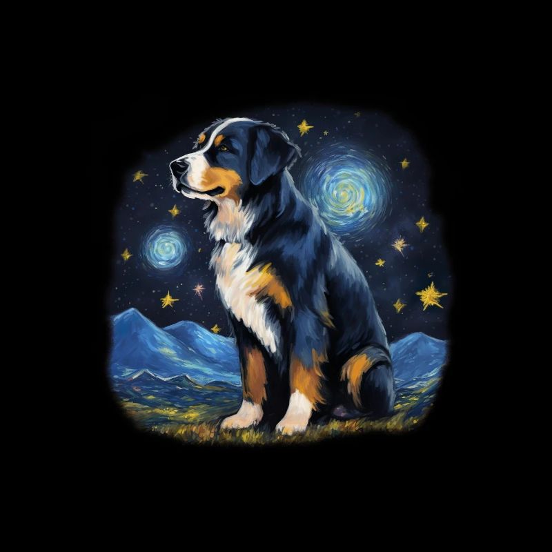 Bernese Mountain Dog Van gogh starry night