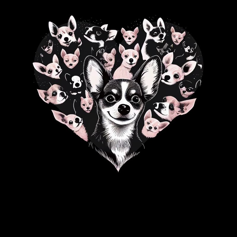 Chihuahua - Chien Mignon Chiot Cœurs Rose Girly