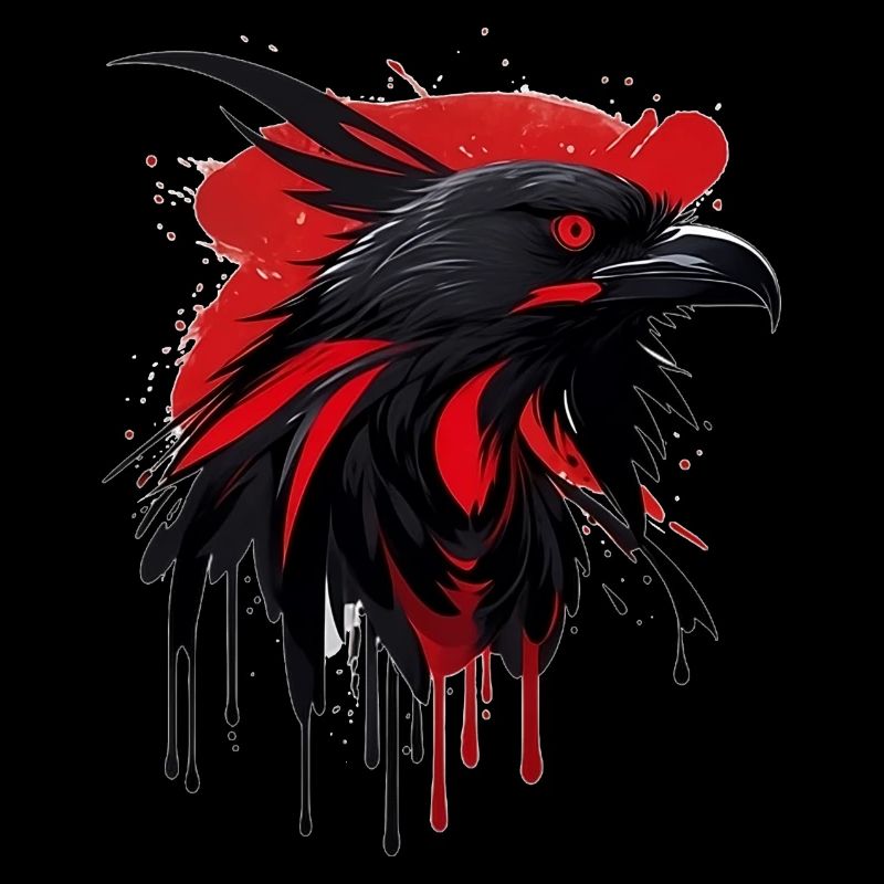 Fantasievogel rot-schwarz