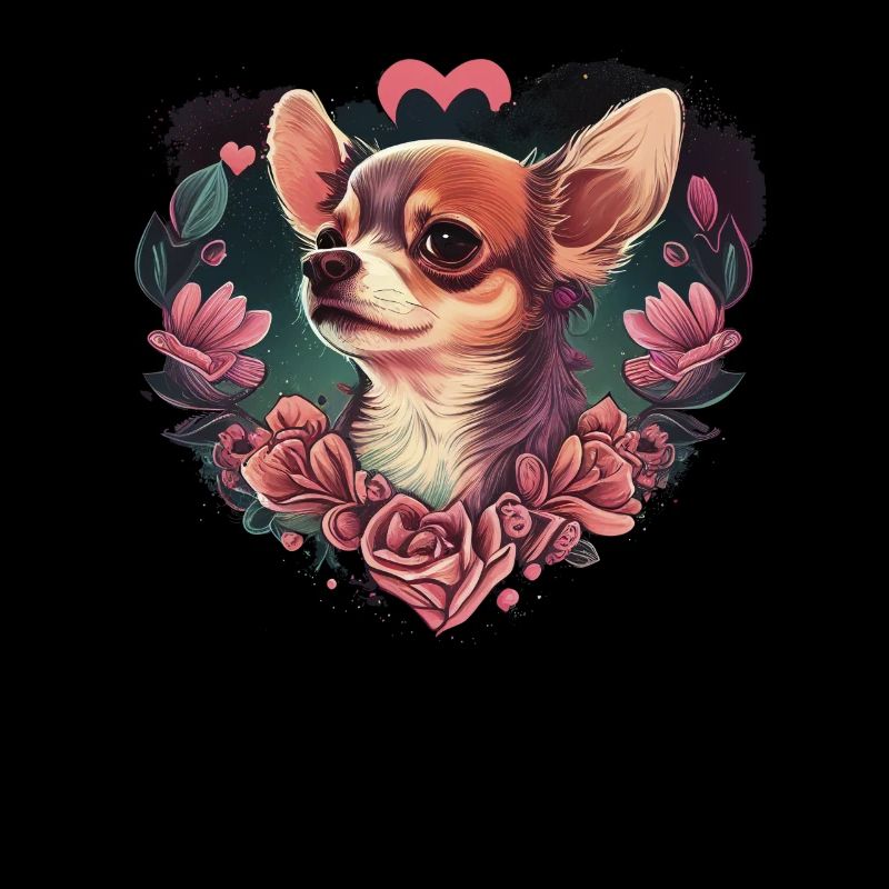 Chihuahua - Chien Mignon Chiot Cœurs Rose Girly
