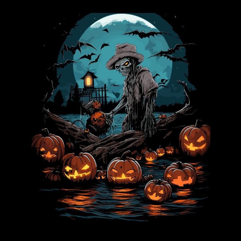 Pêcheur effrayant pêcheur d’Halloween effrayant