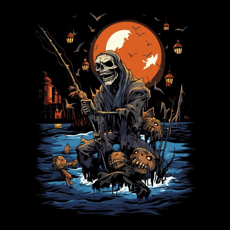 Pêcheur effrayant pêcheur d’Halloween effrayant