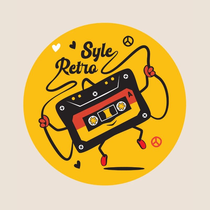 Retro cassette style 70 with humor style BD