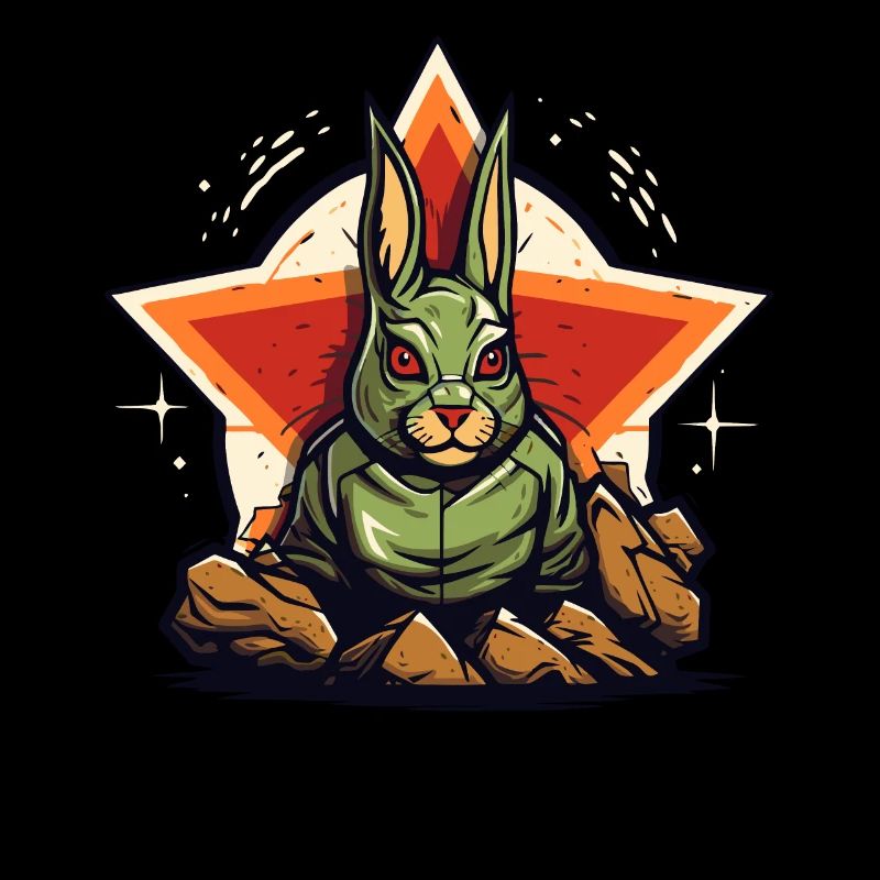 Some rocks and a green star hare