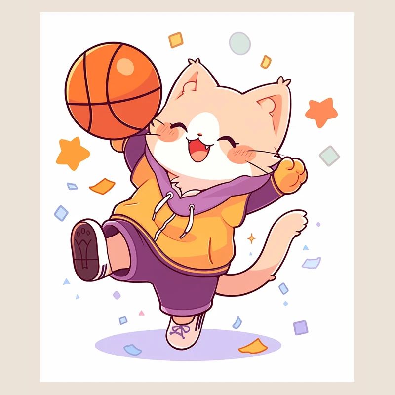 Chat avec basket-ball
