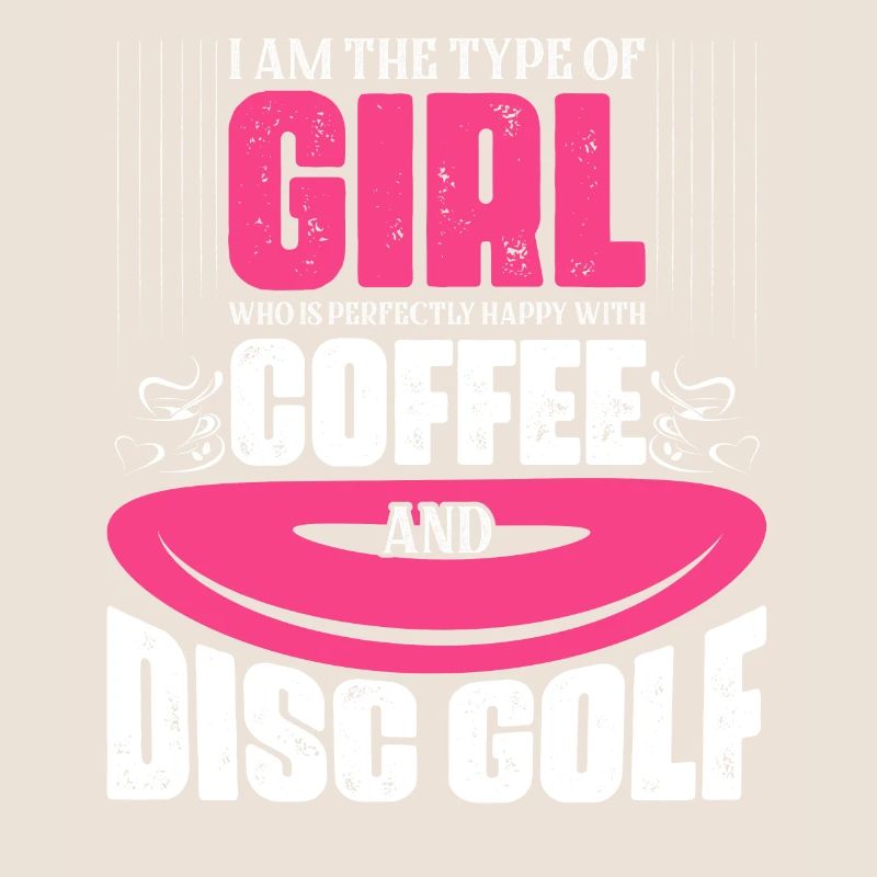 Fille heureuse avec du café et du disc golf Disc Golfer F