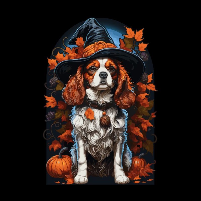 Cavalier King Charles Spaniel avec chapeau de sorcière