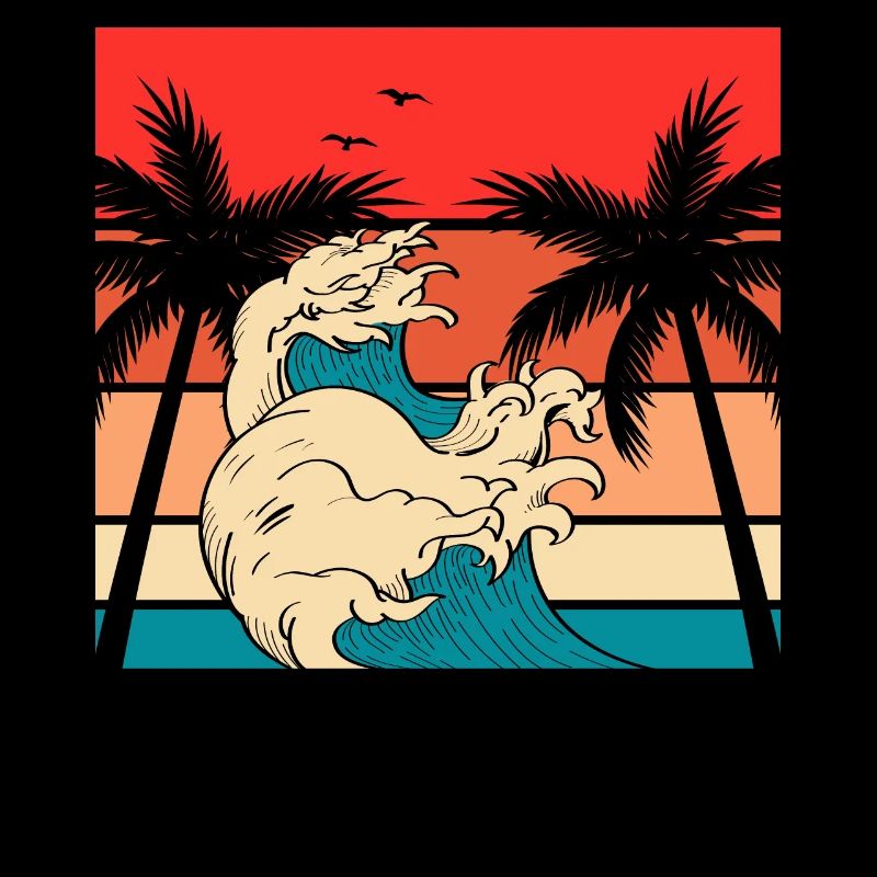 Palm Waves Rétro Vintage