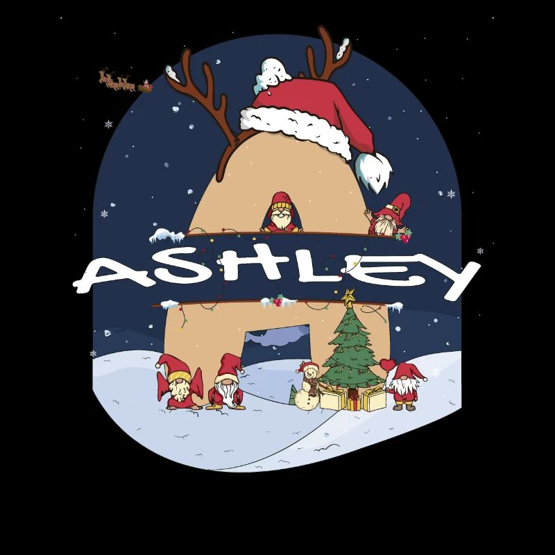 Génial Ashley Name w Santa Hat dans le thème de Noël